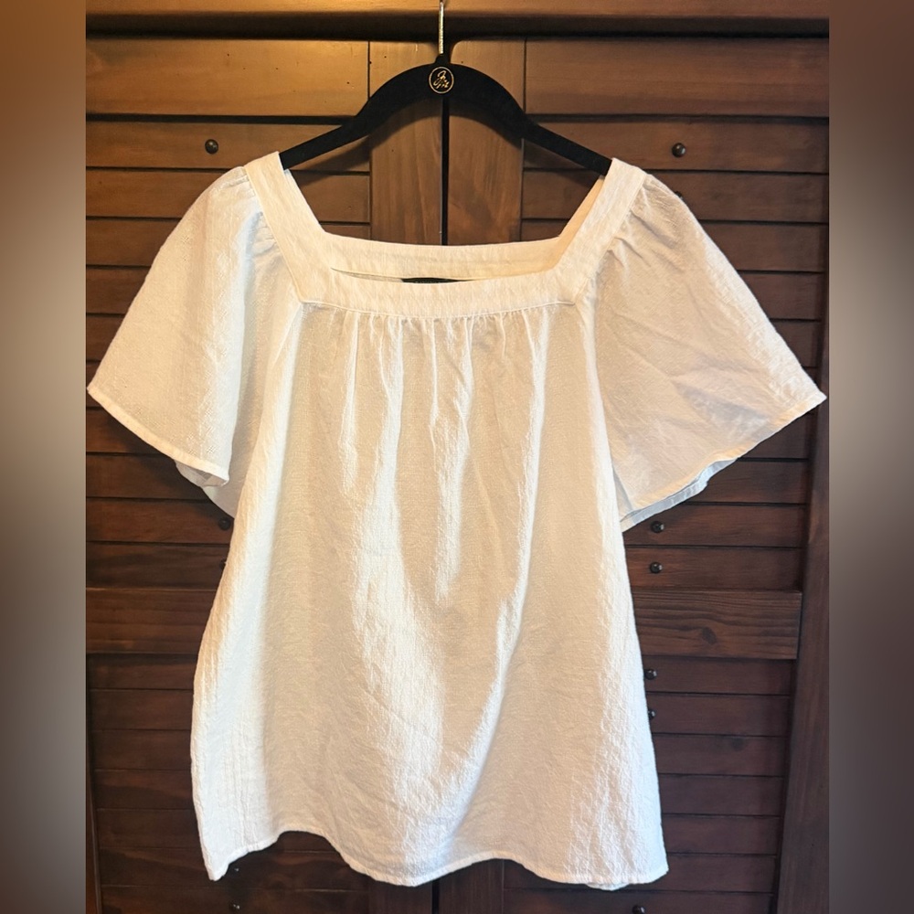 Banana Republic White Blouse with Square Neckline
